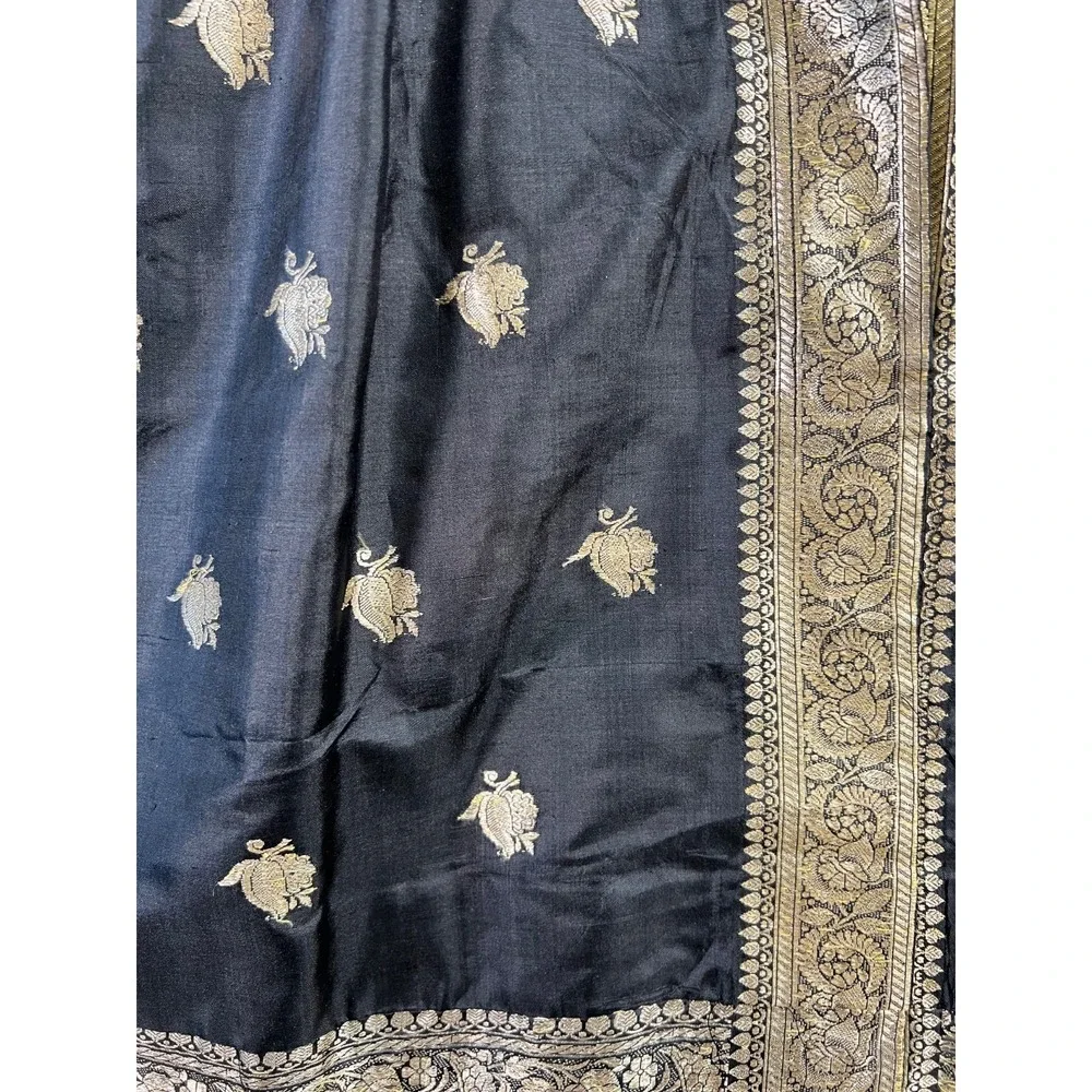 Vintage 60s Cocktail Sheath Dress Size 10 Black Gold Silk Brocade Handmade* - Picture 10 of 12